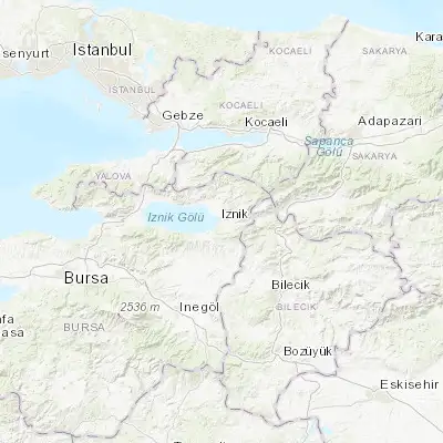 Map showing location of İznik (40.428610, 29.721110)