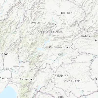 Map showing location of Kahramanmaraş (37.584700, 36.926410)