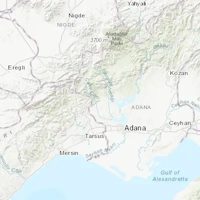 Map showing location of Karaisalı (37.256670, 35.058890)