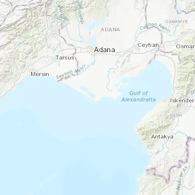 Map showing location of Karataş (36.582040, 35.370140)