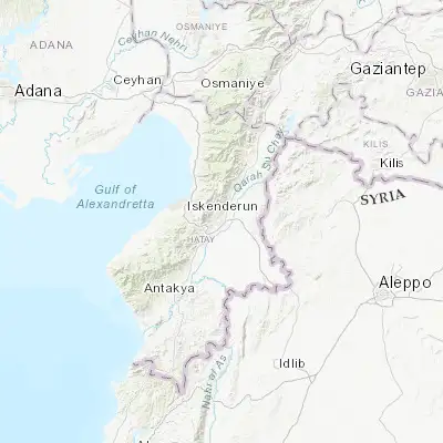 Map showing location of Kırıkhan (36.499390, 36.357550)