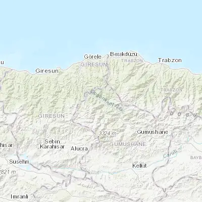 Map showing location of Kürtün (40.695160, 39.094680)