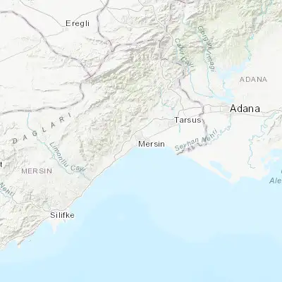 Map showing location of Mersin (36.811960, 34.638860)