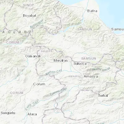 Map showing location of Merzifon (40.873330, 35.463060)