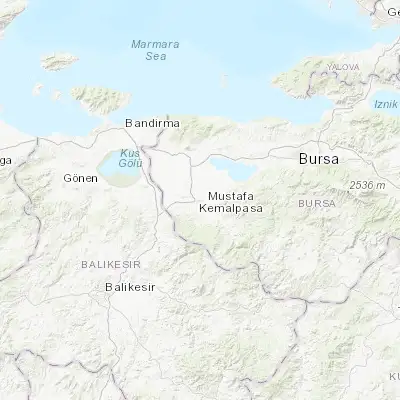 Map showing location of Mustafakemalpaşa (40.038150, 28.408660)