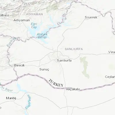 Map showing location of Şanlıurfa (37.167080, 38.793920)