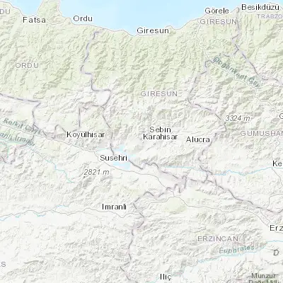 Map showing location of Şebin Karahisar (40.288330, 38.423610)