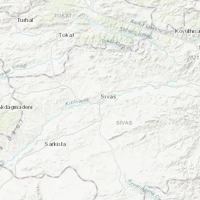 Map showing location of Sivas (39.748330, 37.016110)
