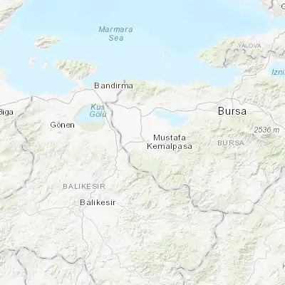 Map showing location of Tatkavaklı (40.033330, 28.366670)