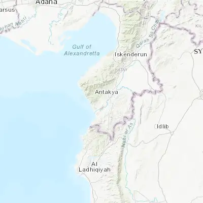 Map showing location of Uzunbağ (36.140230, 36.036030)