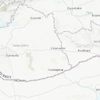 Map showing location of Viranşehir (37.223490, 39.755190)