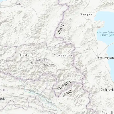 Map showing location of Yüksekova (37.573620, 44.287160)
