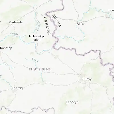 Map showing location of Bilopillia (51.150160, 34.312870)