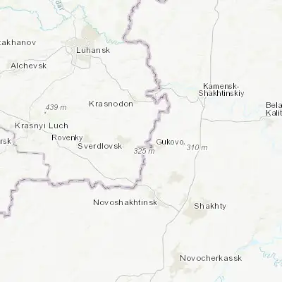 Map showing location of Chervonopartyzansk (48.076130, 39.796180)