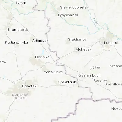 Map showing location of Chornukhyne (48.323390, 38.522720)