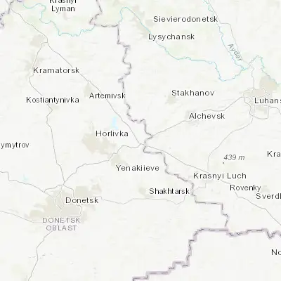 Map showing location of Debaltseve (48.340720, 38.404900)
