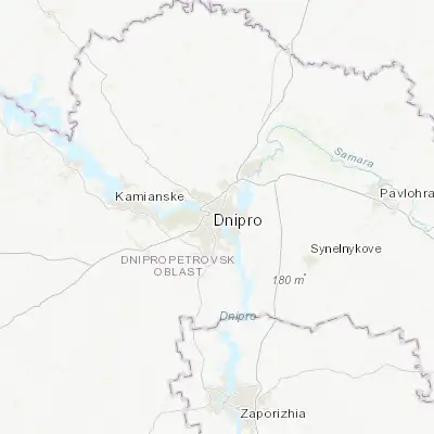 Map showing location of Dnipro (48.466640, 35.040660)
