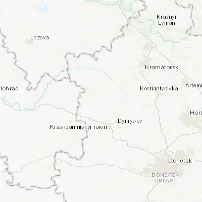 Map showing location of Dobropillia (48.461470, 37.085240)