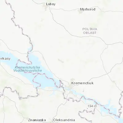 Map showing location of Hlobyne (49.378940, 33.275550)