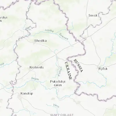 Map showing location of Hlukhiv (51.678220, 33.916200)