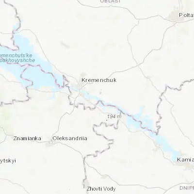 Map showing location of Horishni Plavni (49.008350, 33.629260)