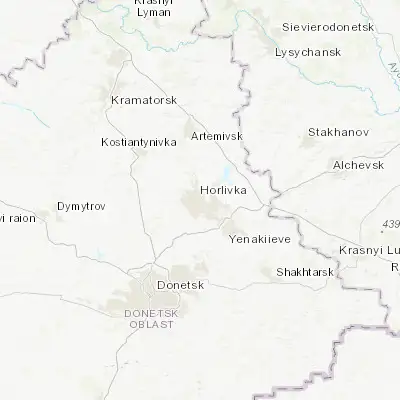Map showing location of Horlivka (48.335760, 38.053250)