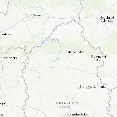 Map showing location of Izyaslav (50.119780, 26.824750)