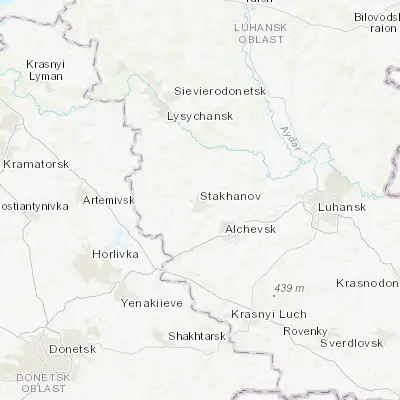 Map showing location of Kadiyivka (48.568180, 38.643520)