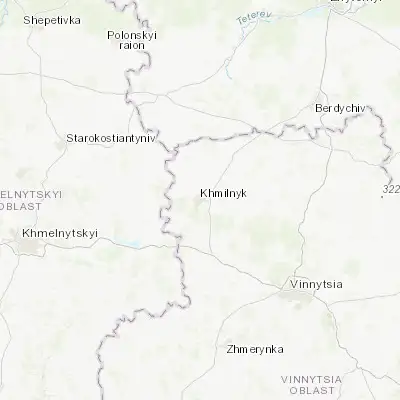 Map showing location of Khmilnyk (49.558100, 27.956820)