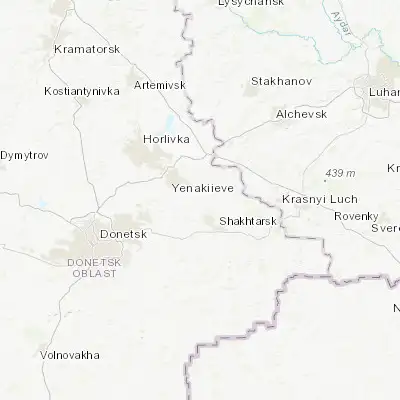 Map showing location of Khrestivka (48.148710, 38.360160)