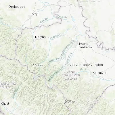 Map showing location of Kosmach (48.750000, 24.370140)
