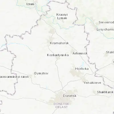Map showing location of Kostiantynivka (48.527700, 37.706900)
