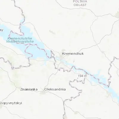 Map showing location of Kremenchuk (49.062530, 33.404840)
