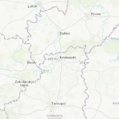 Map showing location of Kremenets (50.098640, 25.727870)