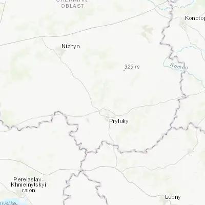 Map showing location of Lisovi Sorochyntsi (50.689200, 32.329190)