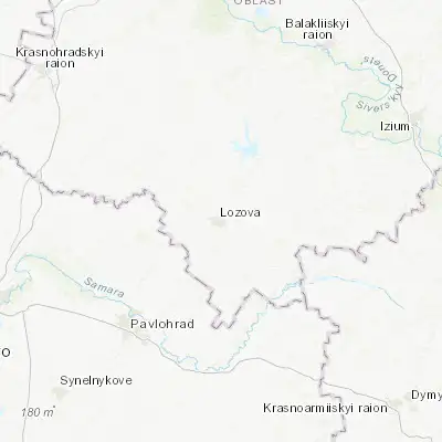Map showing location of Lozova (48.889370, 36.317550)