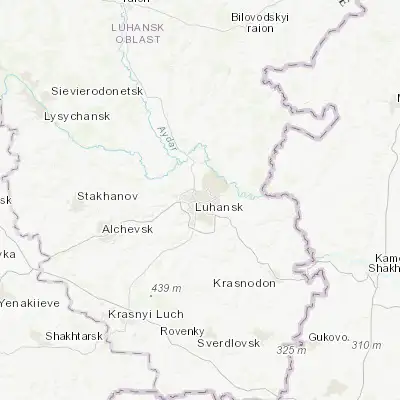 Map showing location of Luhansk (48.567050, 39.317060)