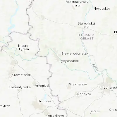 Map showing location of Lysychansk (48.904210, 38.440940)