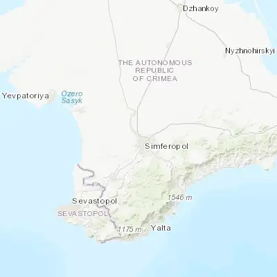Map showing location of Mirnoye (44.983300, 34.061600)