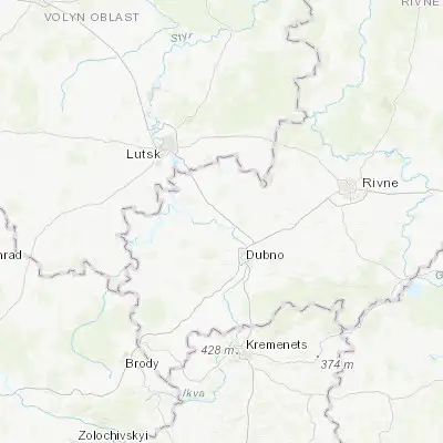 Map showing location of Mlyniv (50.509000, 25.616750)