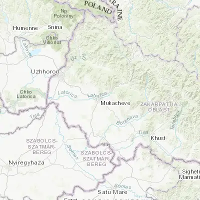 Map showing location of Mukachevo (48.442480, 22.718000)