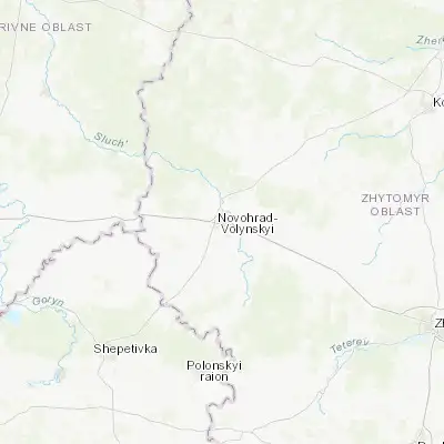 Map showing location of Novohrad-Volynskyi (50.594120, 27.616500)