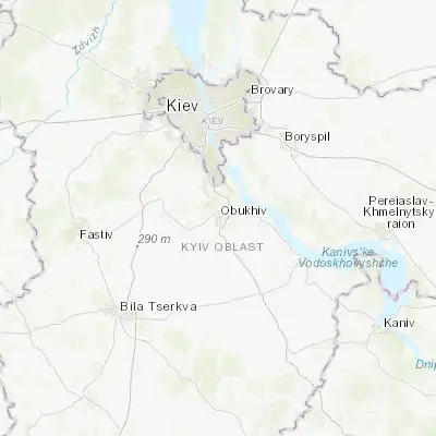 Map showing location of Obukhiv (50.106890, 30.618480)