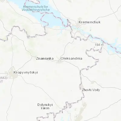 Map showing location of Oleksandriya (48.674660, 33.117610)