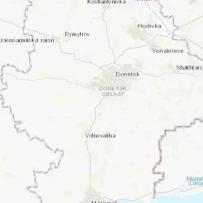 Map showing location of Olenivka (47.828110, 37.660460)