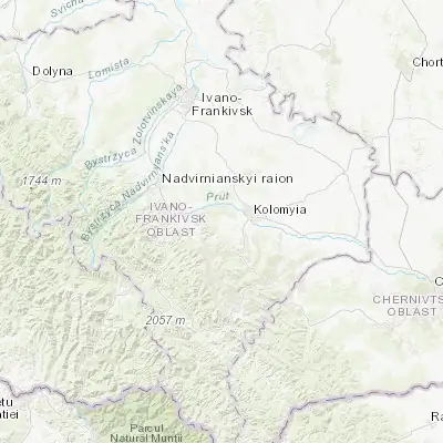 Map showing location of Pechenizhyn (48.516680, 24.883170)