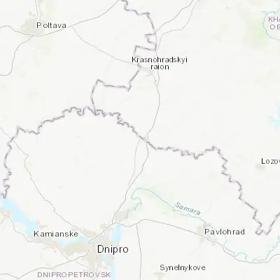 Map showing location of Pereshchepyne (49.025120, 35.368850)