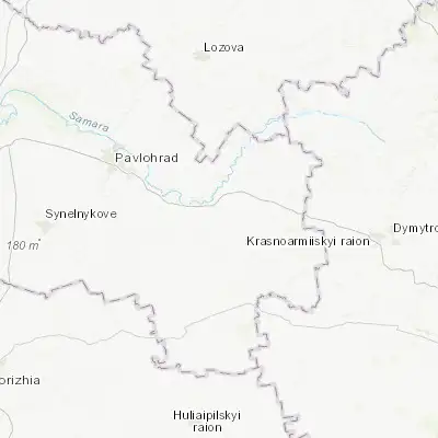 Map showing location of Pershotravensk (48.347900, 36.396370)