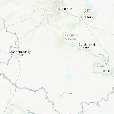 Map showing location of Pervomaiskyi (49.376460, 36.218480)
