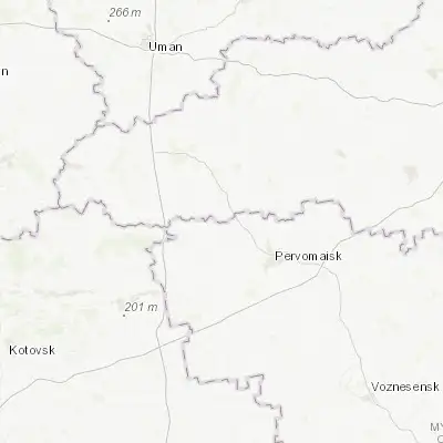 Map showing location of Pobuzke (48.159500, 30.592470)